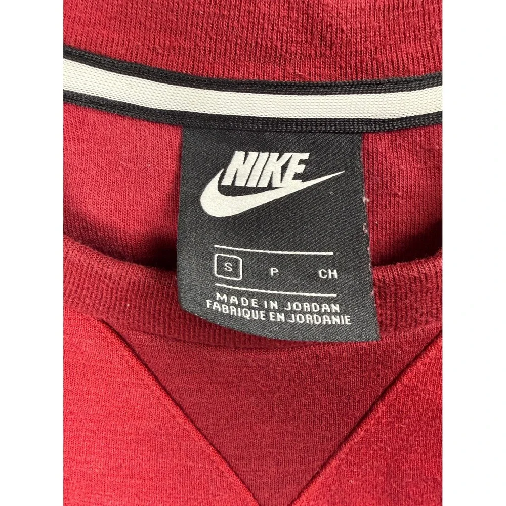 Nike Mens Red Two Tone Raglan Crewneck Sweatshirt Kangaroo Pocket Small
